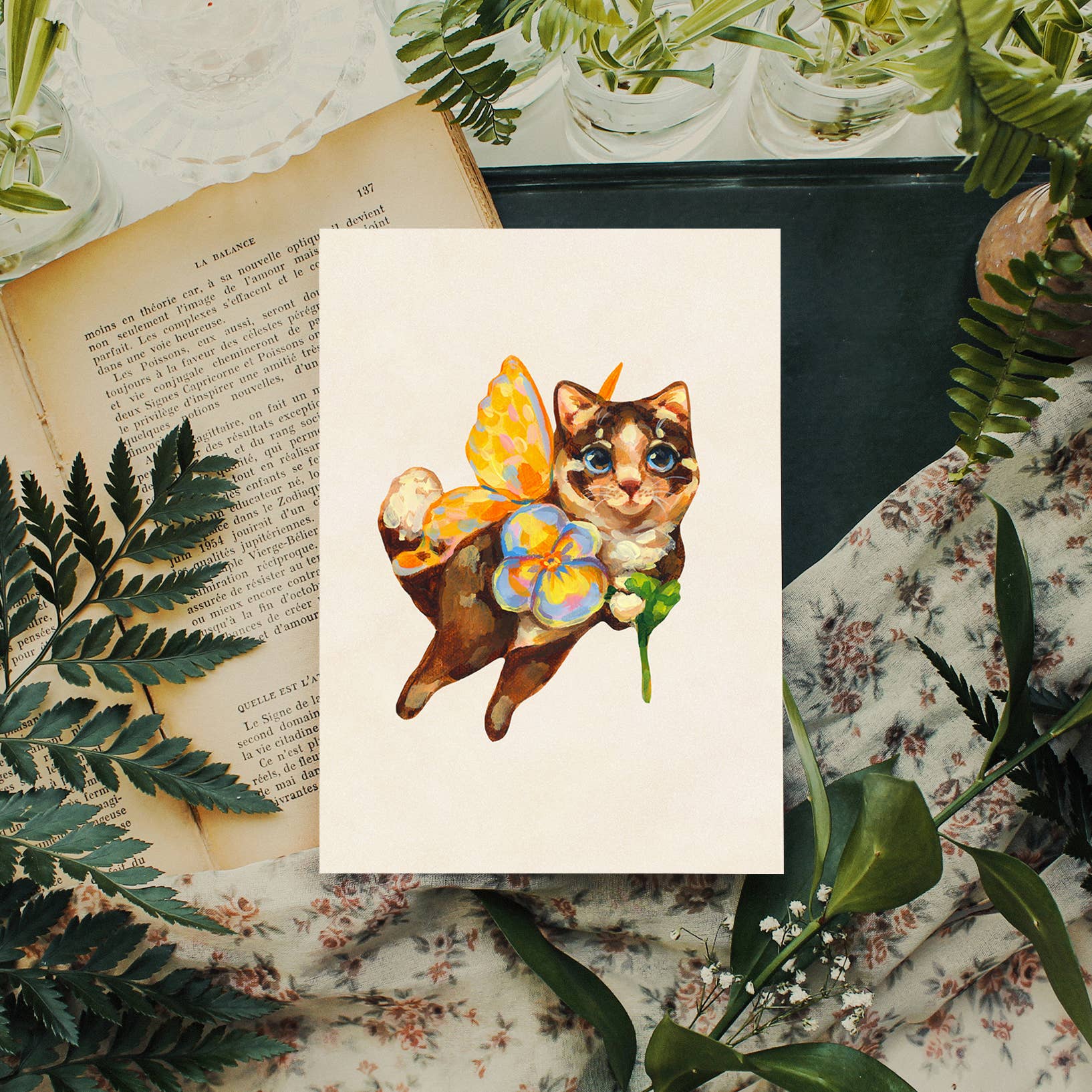 Doro Marcello - Vente Affiche d'art - Impression d'art Chat Féerique | 5x7'' | Art mural animal mignon et fantaisiste1