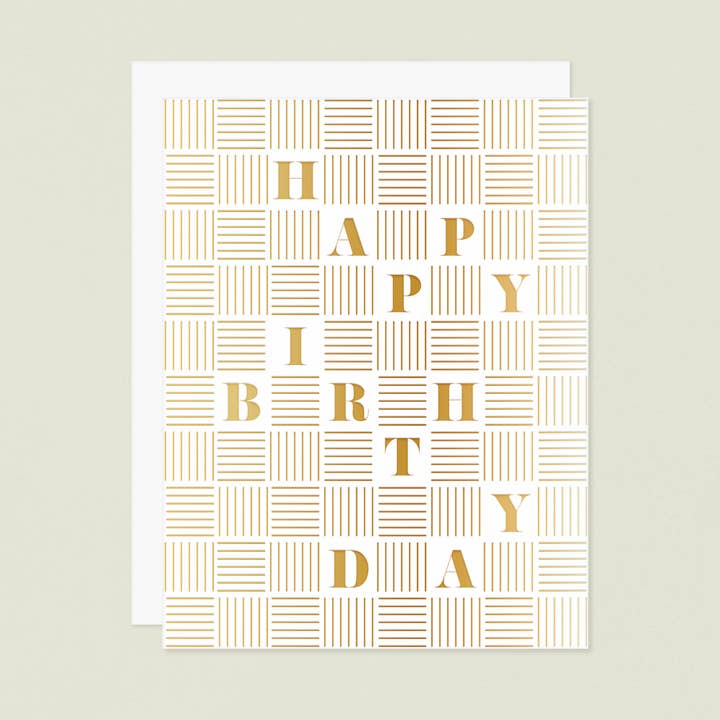 Gold Foil Checker Happy Birthday Greeting Card for wholesale by Missive