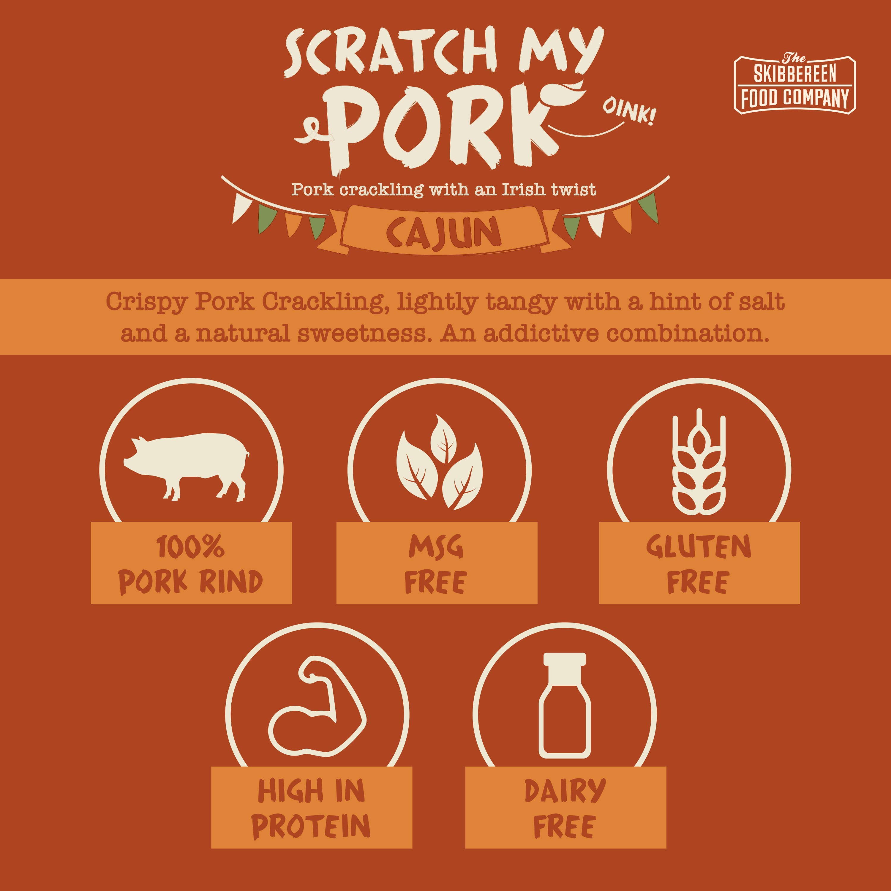 The Skibbereen Food Company - Wholesale Puffed Snack - Scratch My Pork Mixed - Pork Crackling / 4 Flavours (24x30g)6