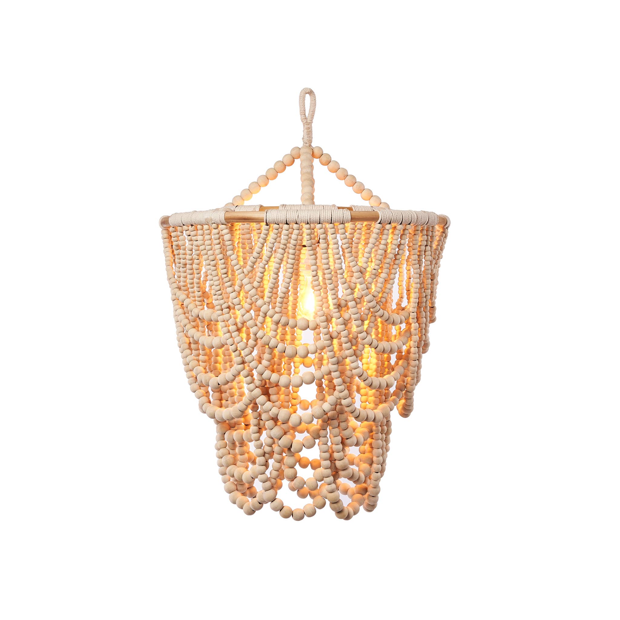 The Artisan and Company - Wholesale Chandelier/Hanging Light - Natural Wood Beaded 16 in. D Chandelier2