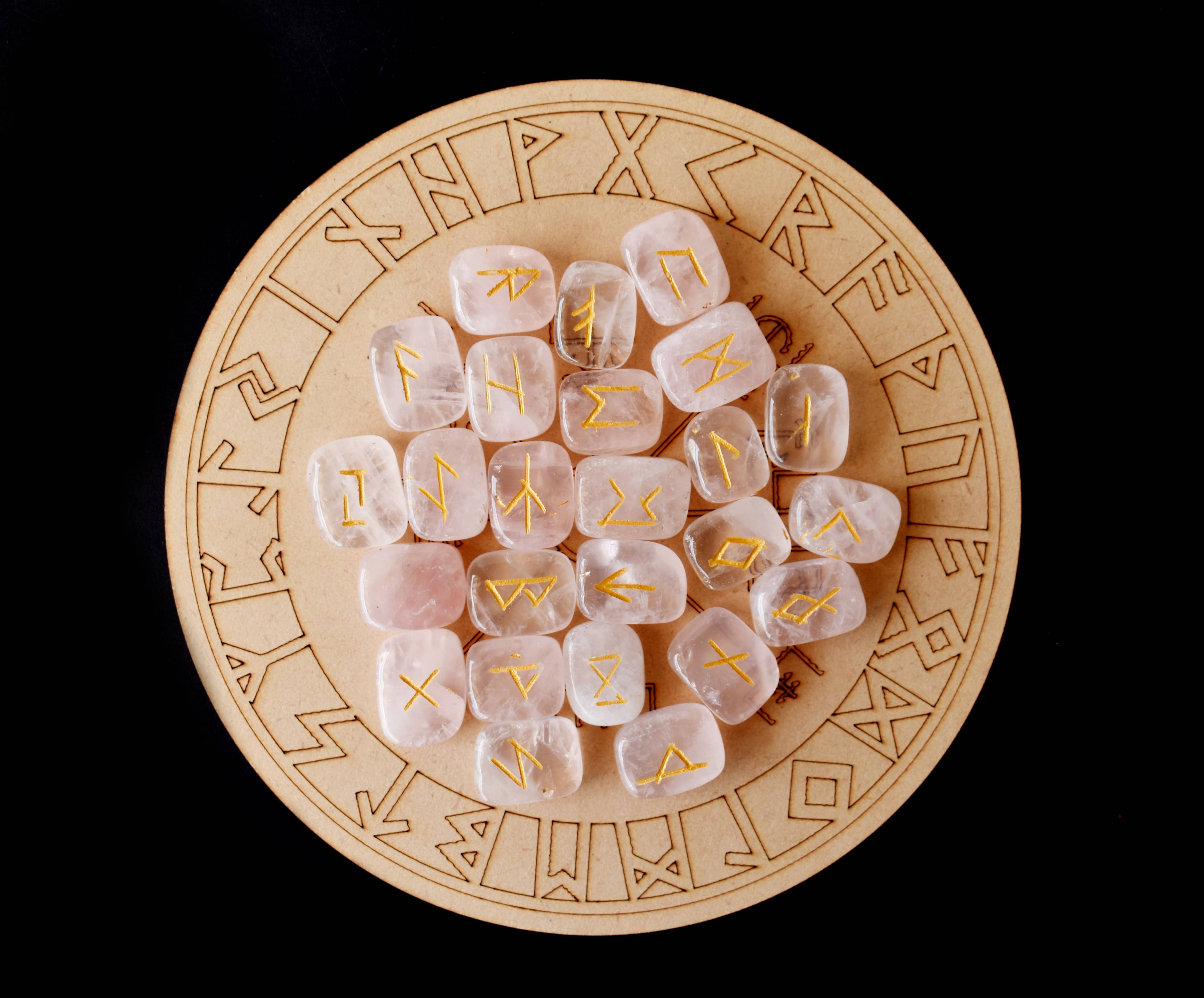 Soothing Crystals - Wholesale Spiritual Stone/Crystal - Futhark Rune Set | Rose Quartz | Rune Stones |Runic Crystals2