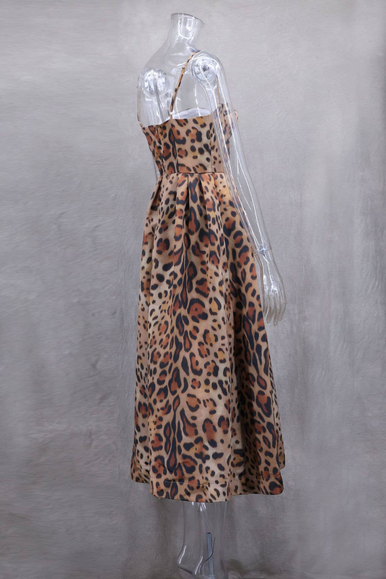 Leo Leopard Corset Cocktail Midi Dress for wholesale on Faire6