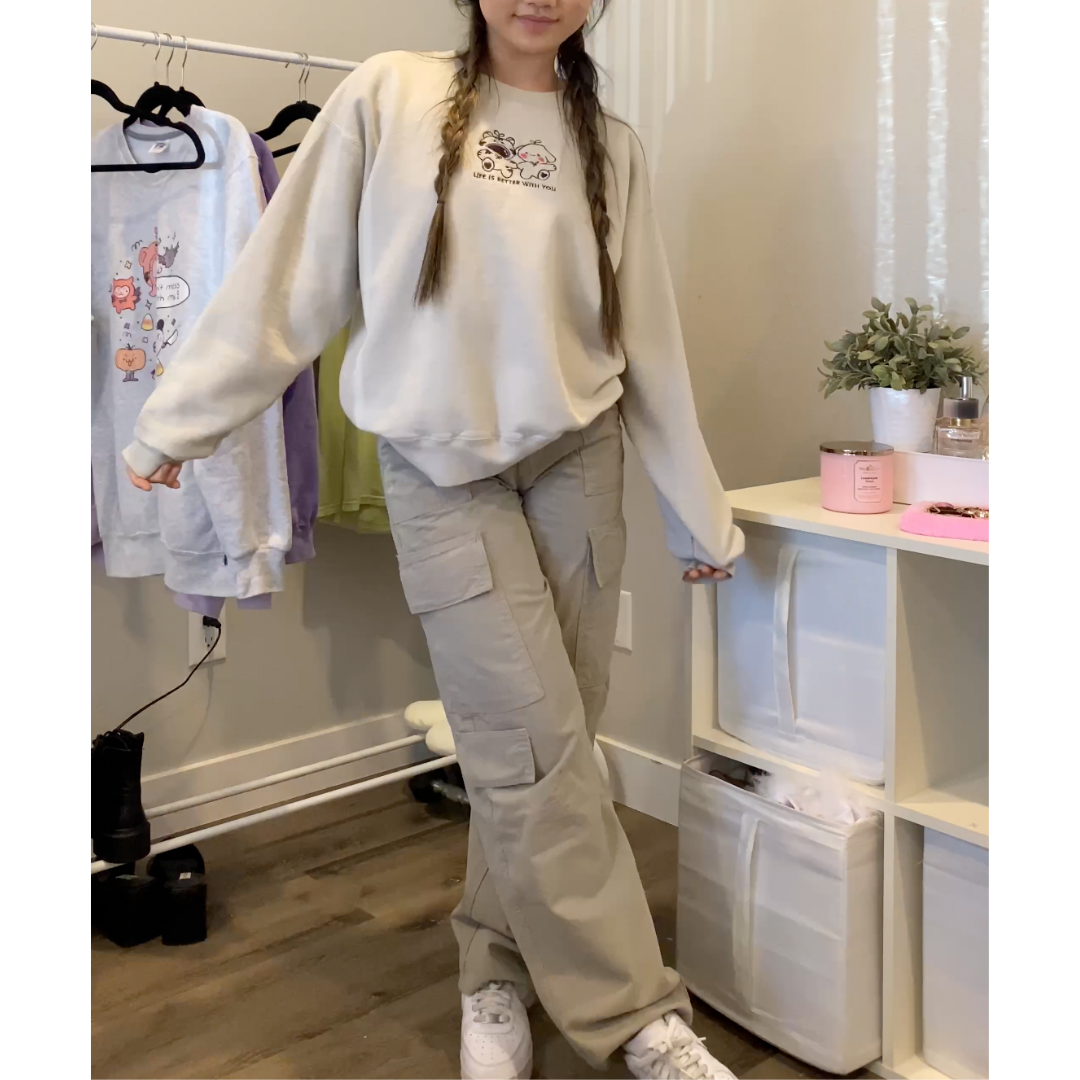 Overthinker Apparel - Wholesale Graphic Sweatshirt - Unisex - Life Is Better With You – Embroidered Oversized Sweatshirt1