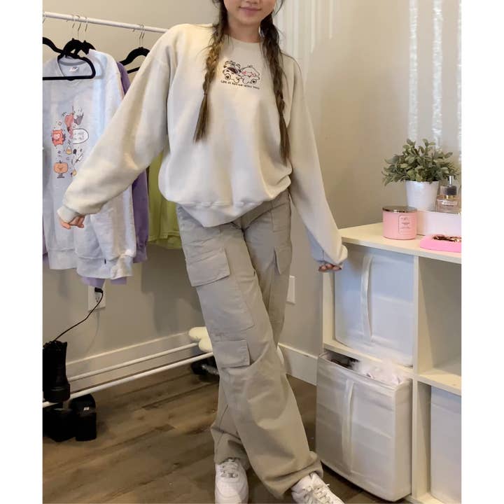 Overthinker Apparel - Wholesale Graphic Sweatshirt - Unisex - Life Is Better With You – Embroidered Oversized Sweatshirt1