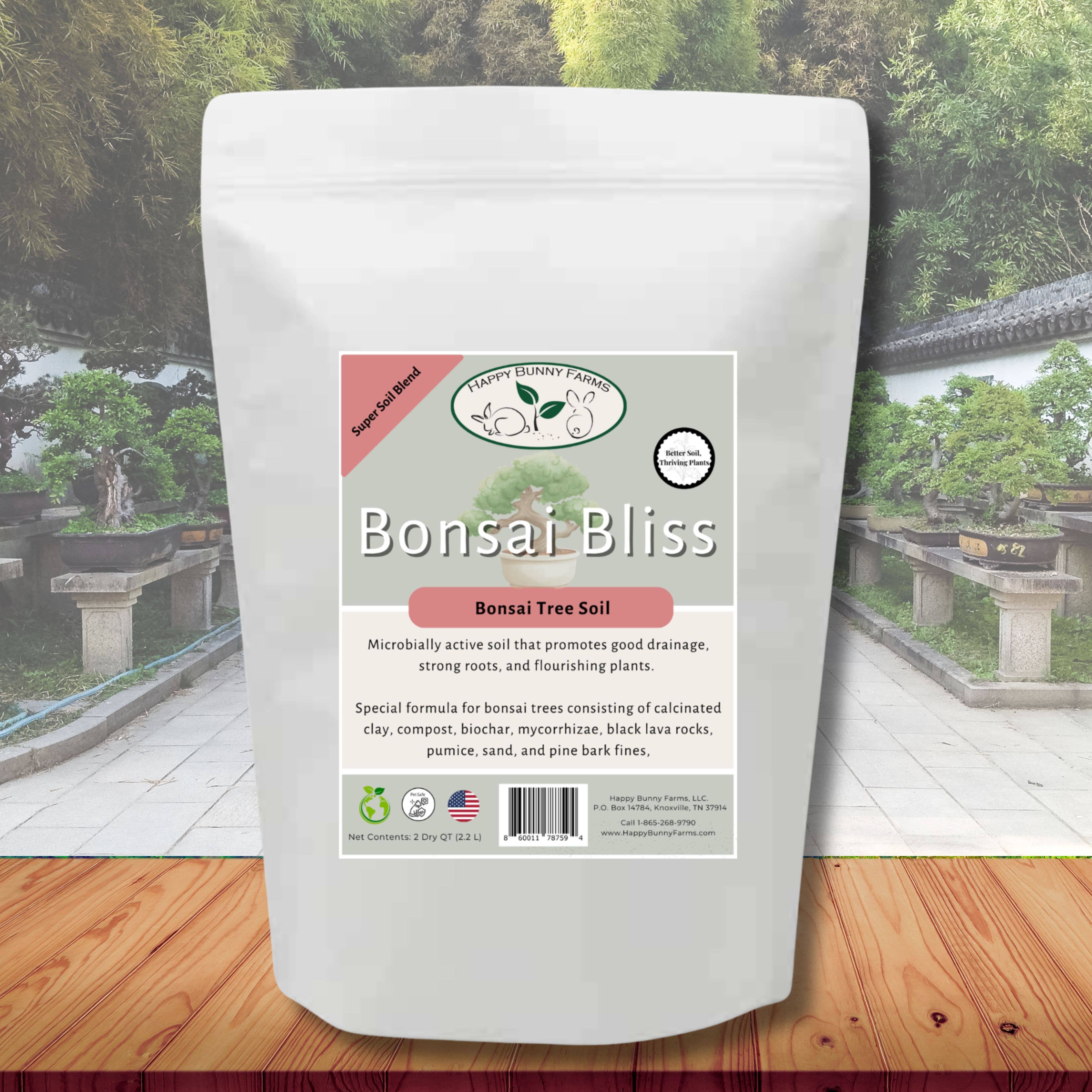 Happy Bunny Farms - Vendita all'ingrosso Terriccio per piante/vasi - Terriccio Premium Bonsai Bliss per Alberi Bonsai, 2QT0