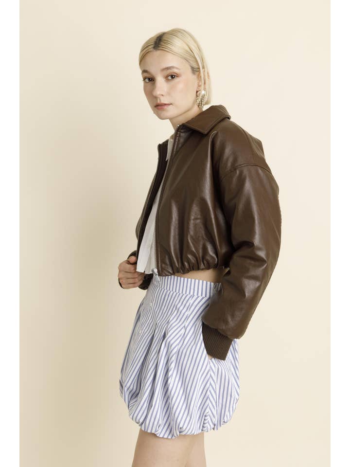 Aureum - Wholesale Bomber Jacket - Women's - AO1939 - PADDED CROPPED BOMBER JACKET1