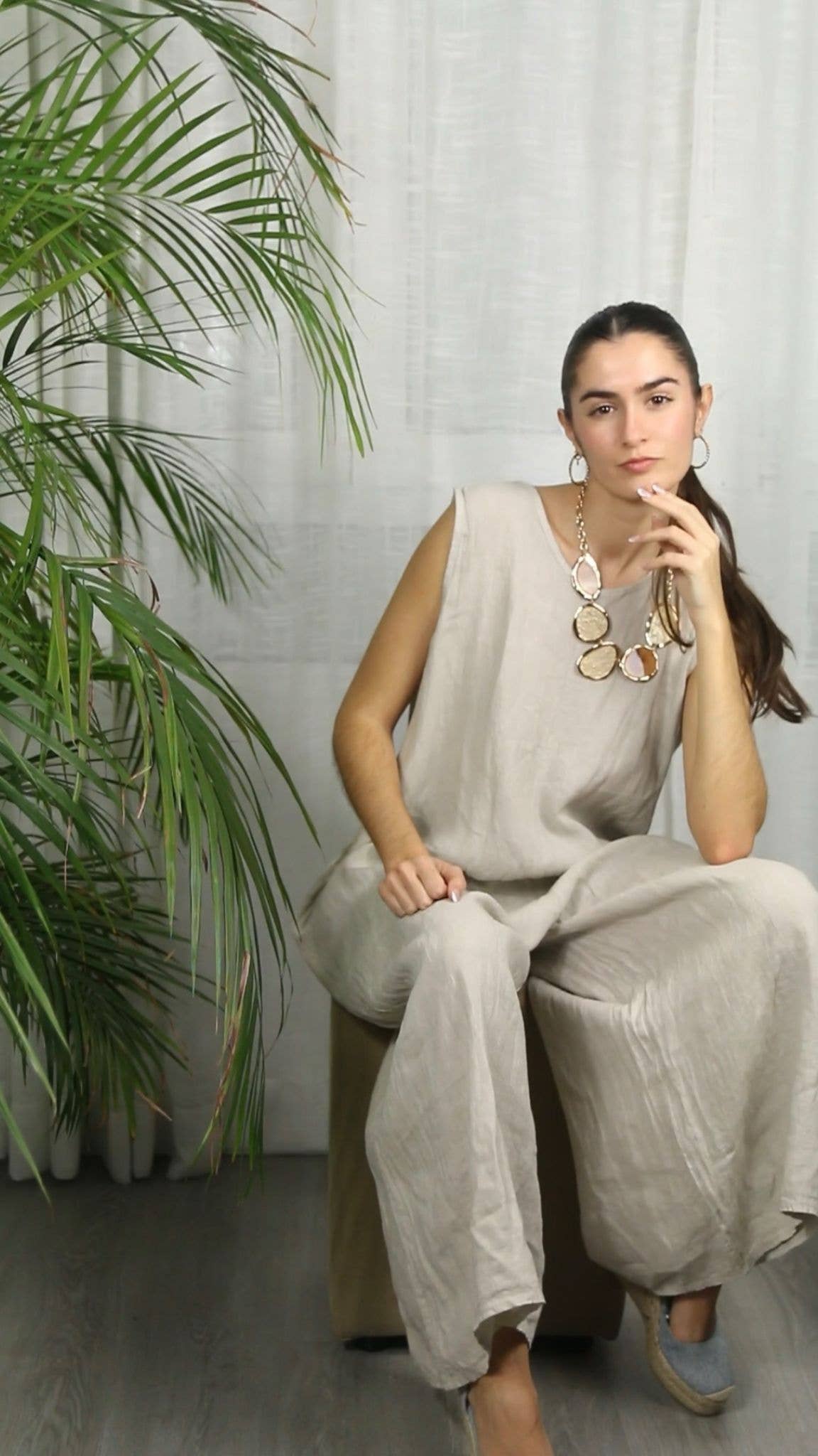 Linen & More - Wholesale Dress - Women's - REF 14580 SLEEVELESS JUMPSUIT 100% LINEN10