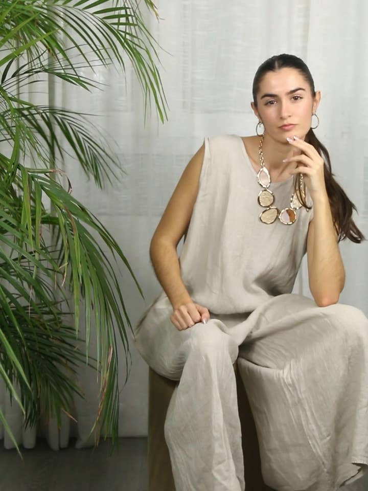 Linen & More - Wholesale Dress - Women's - REF 14580 SLEEVELESS JUMPSUIT 100% LINEN10