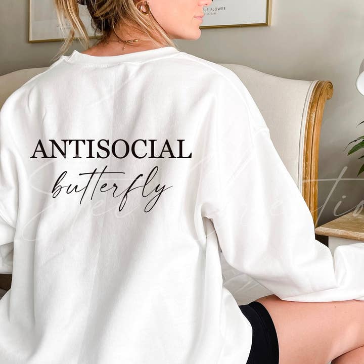 Stec Creations - Wholesale Graphic Sweatshirt - Women's - Antisocial Butterfly Sweater0