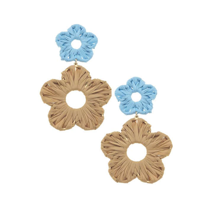 Canvas Style - Wholesale Dangle Earrings - Rosa Rattan Flower Bomb Earrings