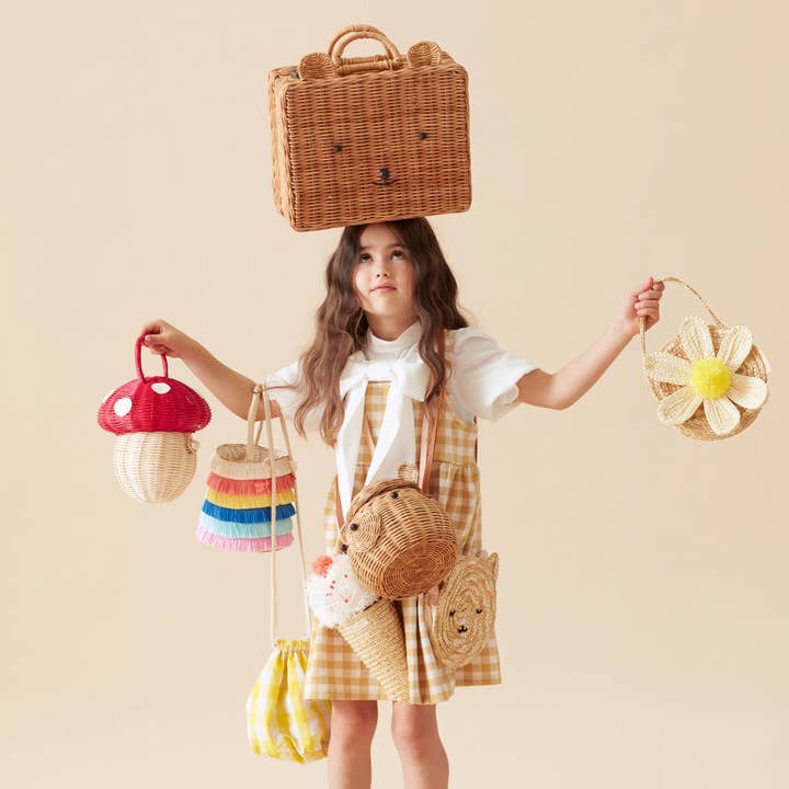 Meri Meri - Wholesale Shoulder Bag - Kids - Bear Rattan Bag1