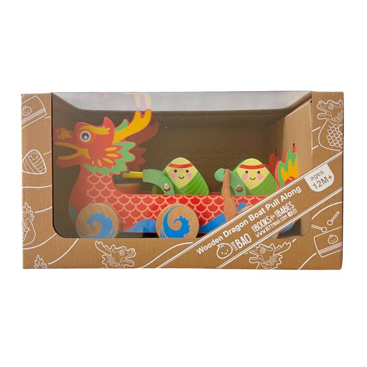Bitty Bao - Wholesale Wood Toy - Kids - Bitty Bao Wooden Dragon Boat Pull Along Toy2