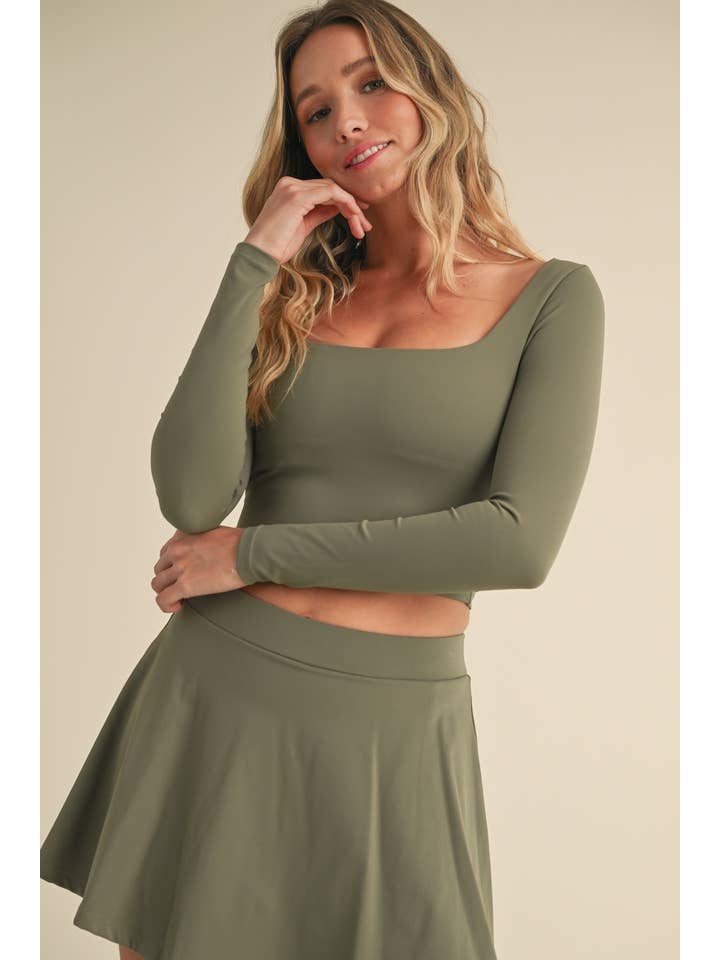 KIMBERLY C - Wholesale Athletic Top - Women's - Balletcore Long Sleeve Square Neck Top76