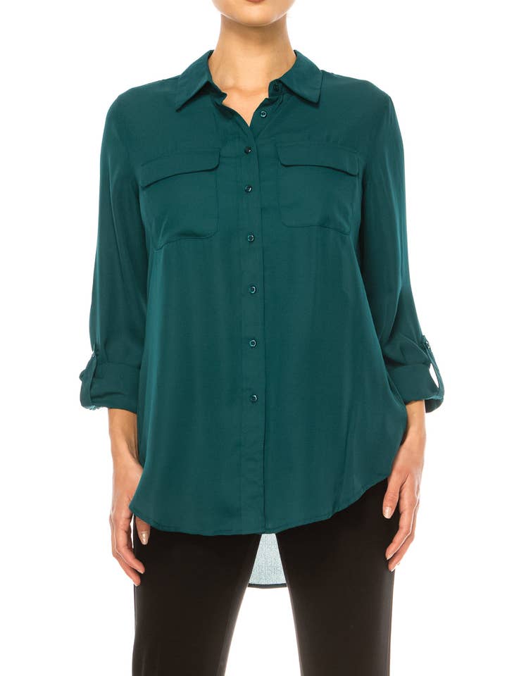Zac & Rachel Button-Down 3/4 Sleeve Top for wholesale by New Yorker's Apparel