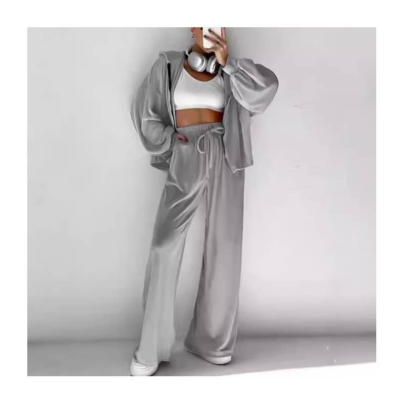 FurDecoration - Wholesale Tracksuit - Women's - Velvet Hooded Zip-Up Long Sleeve Track Suit2