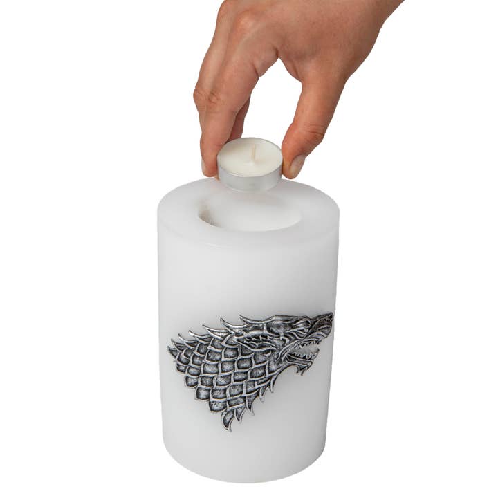 Insight Editions - #1 Pop Culture Publisher - Wholesale Pillar Candle - Game of Thrones: House Stark Sculpted Sigil Candle3