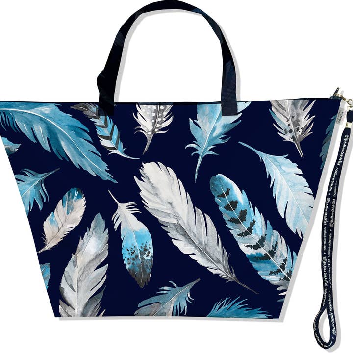 Bolsa de viaje grande, bolsa de fin de semana, plumas grises y azules para venta al por mayor de BISTRAKOO