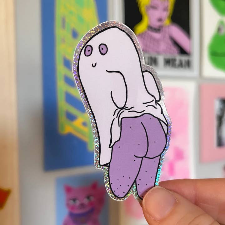 Autocollant scintillant Ghost Butt pour la vente par Carrie's Scaries