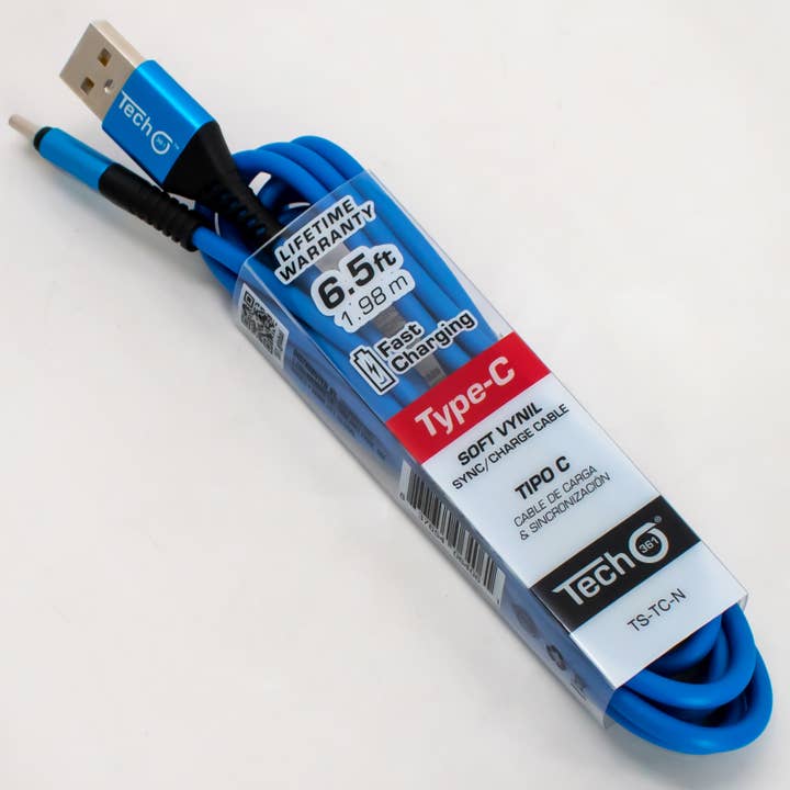 iTech361 - Wholesale Charging Cable - TYPE C FAST CHARGE CABLE 6.5FT/2M, ASSTD COLORS1