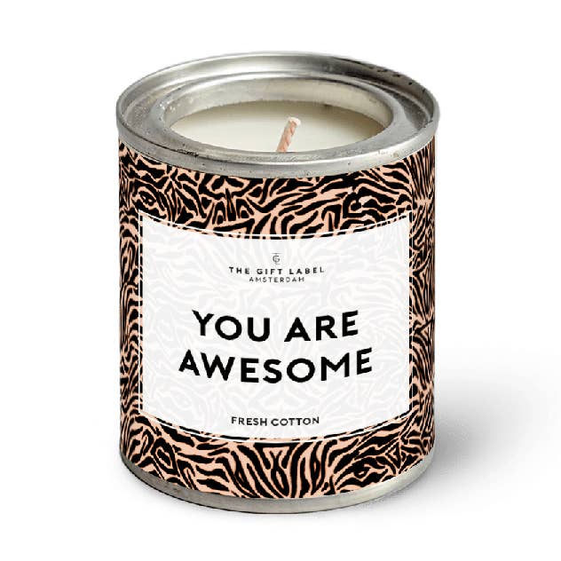 CANDLETIN90GR - YOU ARE AWESOME II - FRESH COTTON for wholesale by The Gift Label