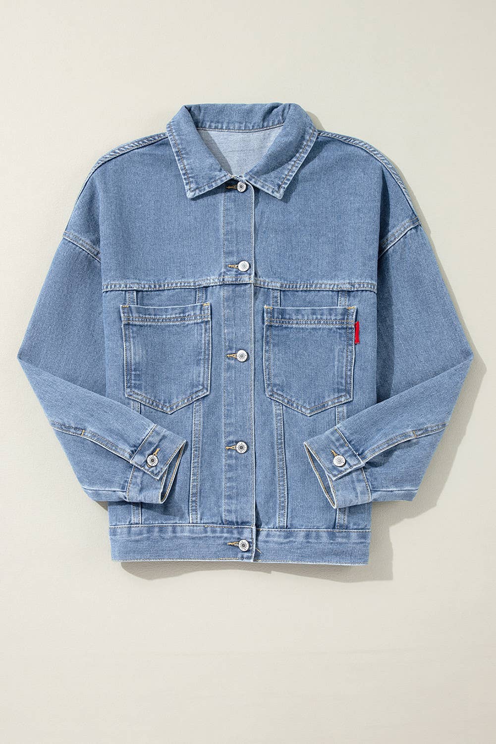66DISCO - Wholesale Denim Jacket - Women's - Stripe Washed Oversize Pocketed Denim Jacket (S-XL)14