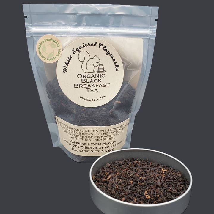 WSC- Organic Black Breakfast Tea - Loose leaf - 2 oz packag for wholesale by White Squirrel Clayworks