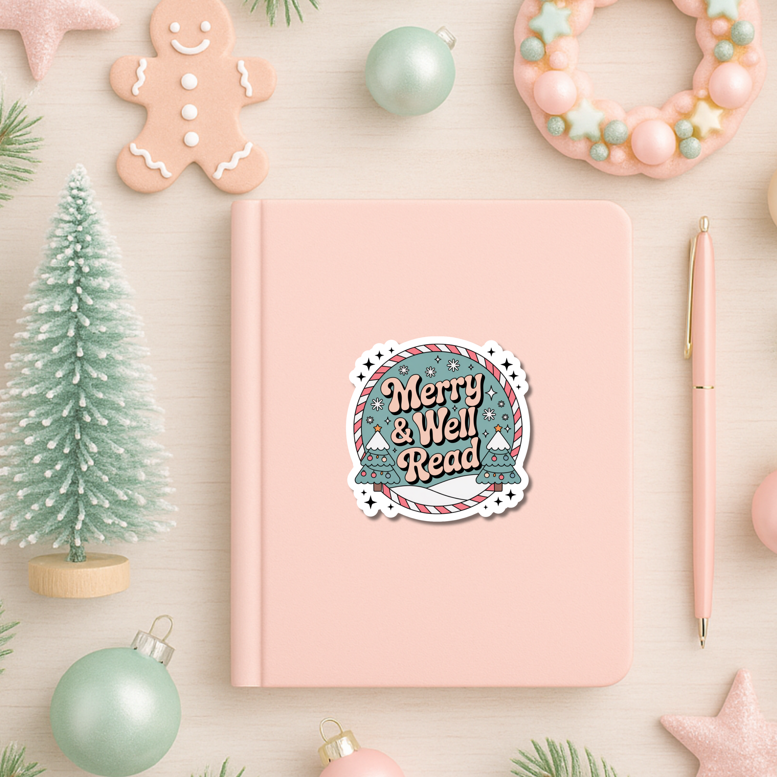 Auburn Row Design - Wholesale Sticker - Vrolijke & Goed Gelezen Boeken Kerstmis Uitgesneden Sticker4