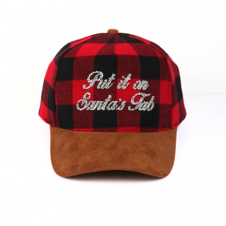 Red Christmas Holiday PUT IT ON SANTA'S TAB Bling Buffalo Cap for wholesale on Faire0