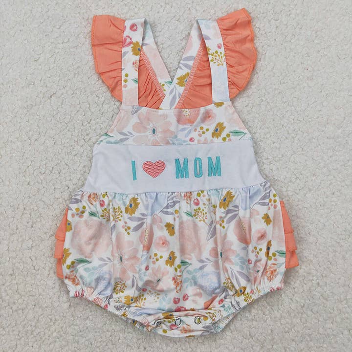 Aier Wholesale - Wholesale Clothing Set - Baby - Sibling Embroidery Baby Girls Boys I LOVE MOM Rompers Summer Outfits