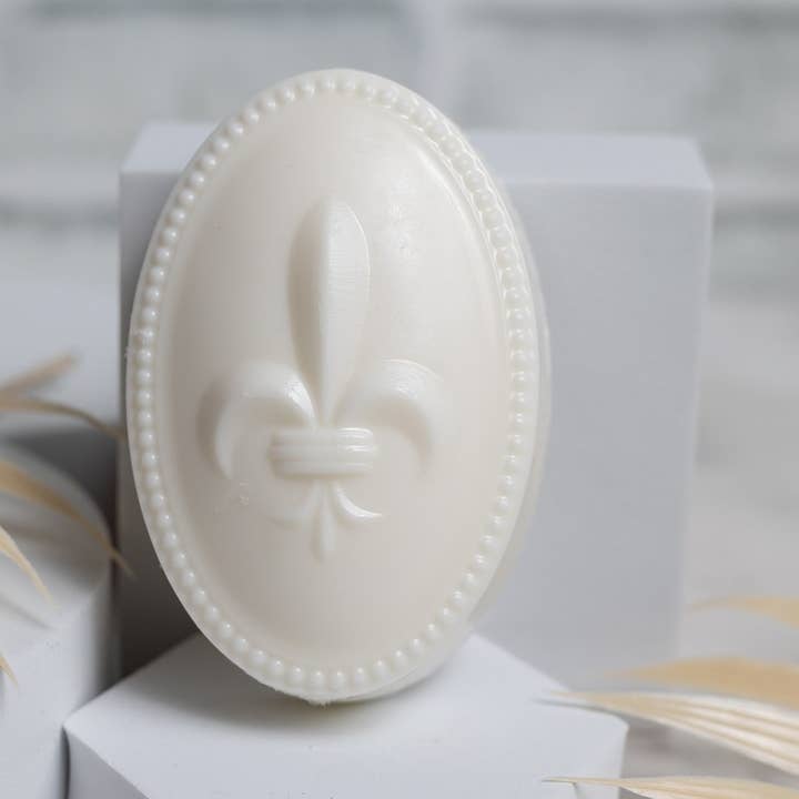 Fleur De Lis Soap - Oval for wholesale by Moss Hill Bath & Body Collection
