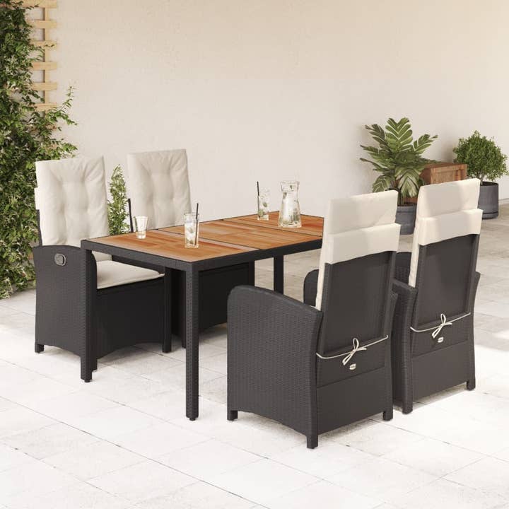 Ensemble de salle à manger pour patio, ensemble de 4, noir, marron, blanc crème pour la vente par American Smart