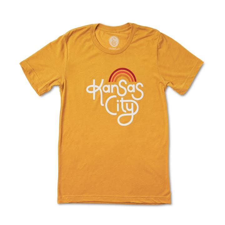 Retro Kansas City T-Shirt - Mustard for wholesale by Ampersand Design Studio