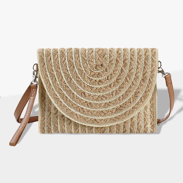 Sensibling Corp. - Wholesale Clutch Bag - Women's - Color Striped Two Tone Straw Clutch / Crossbody Bag
4