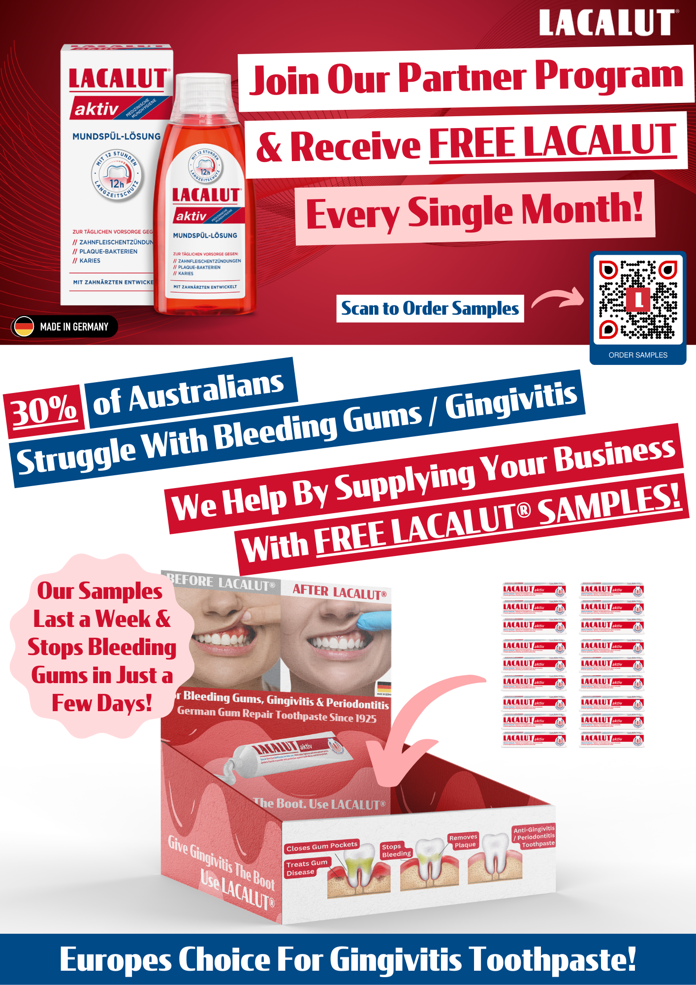 LACALUT - WHOLESALE - Wholesale Toothpaste - 40 x LACALUT® Aktiv 10ml Travel Size - RRP $2.001