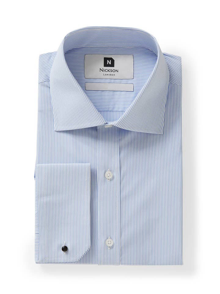 Formal Cutaway Regular Fit Shirt - Light Blue Striped for wholesale by Nickson Shirts