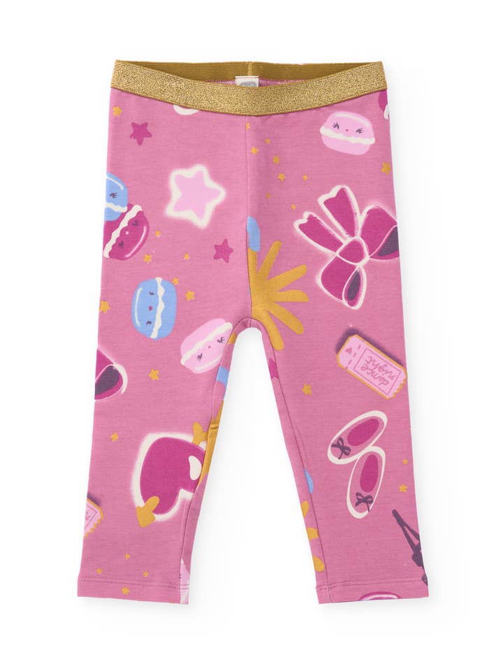Piggetights i lyserød med makronmønster for engroshandel hos tuc tuc