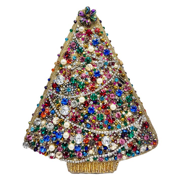 Mary Frances Accessories - Wholesale Crossbody Bag - Women's - Glittering Joy Colorful Christmas Tree with Gems Handbag
