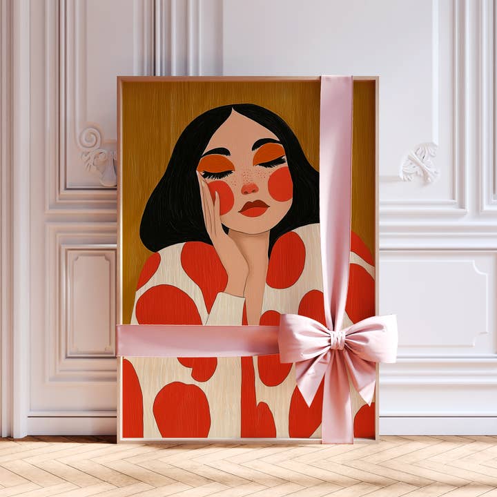 IuliiaArtPrints - Wholesale Art Print - Fashion-Inspired Abstract Female Poster – Bold Red Dot Print4