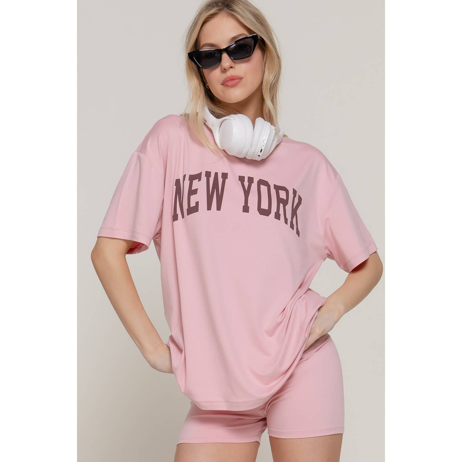 ITSSY - Wholesale Top & Pant Set (NOT Loungewear) - Women's - Oversized Tee Biker Shorts Set0