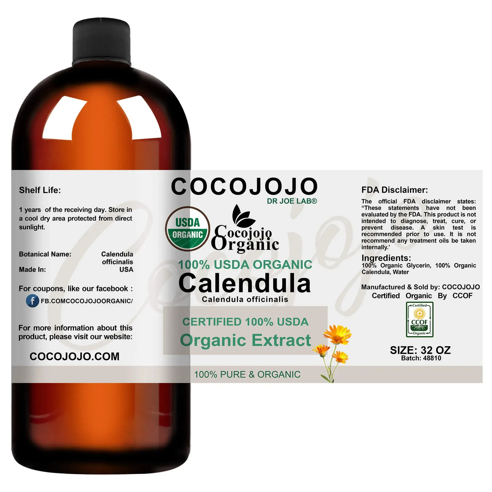 Coco jojo - Wholesale Facial Serum/Concentrate - Calendula Extract – USDA Organic4