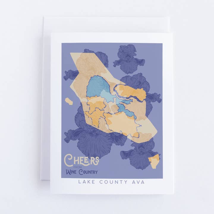Cheers From Wine Country - Lake County AVA Greeting Card for wholesale by Bean Horse Car Designs