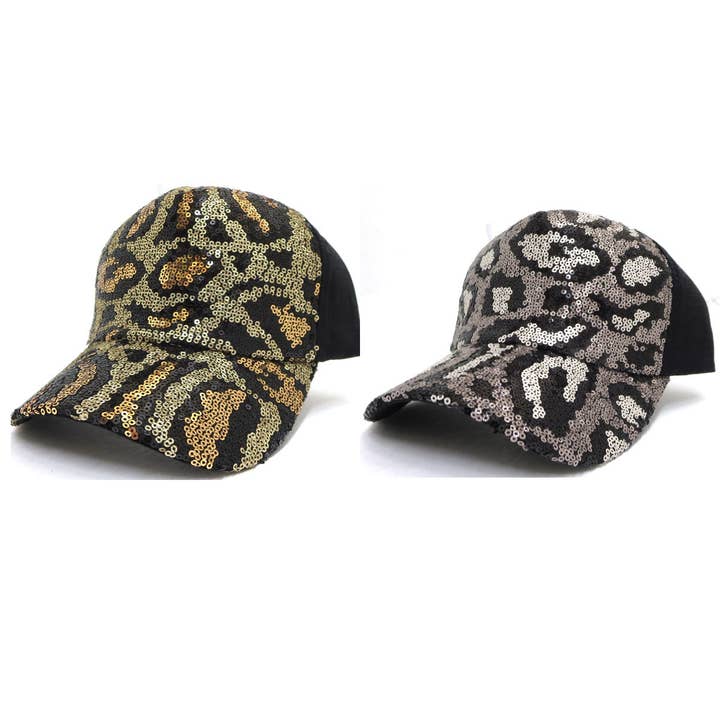 Cheetah Print Sparkly Cap for wholesale by Vita Star Body & Boutique