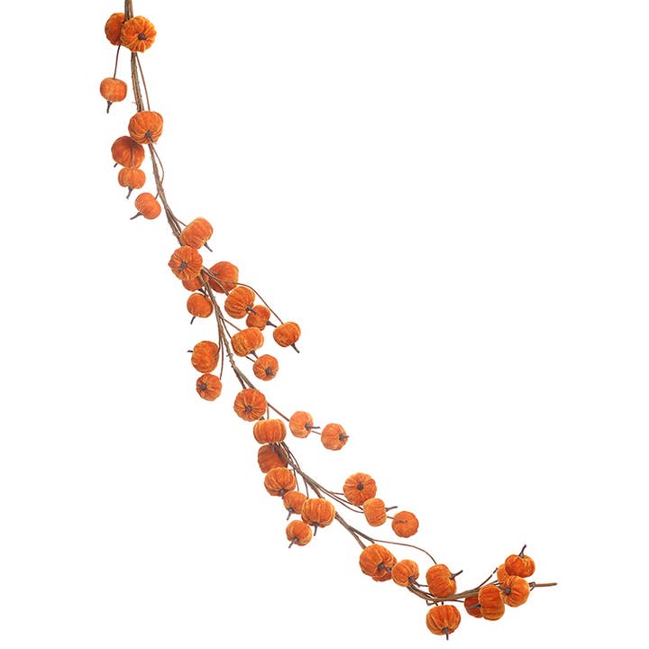 VELVET ORANGE PUMPKIN GARLAND for wholesale by Heaven Sends