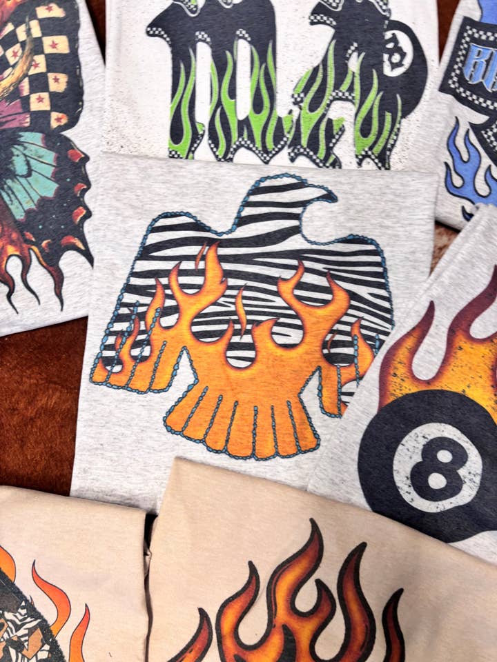 Sugar & Velvet Collective Wholesale - Wholesale Screen Printed T-Shirt - Women's - ZEBRA AND FLAME THUNDERBIRD TEE1