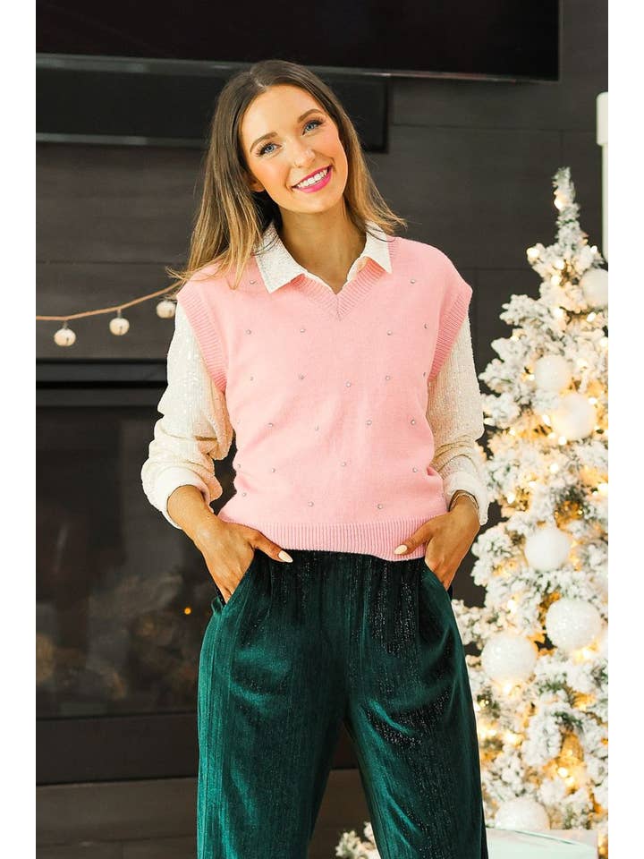The Kathryn White Sequins Button Down for wholesale on Faire
