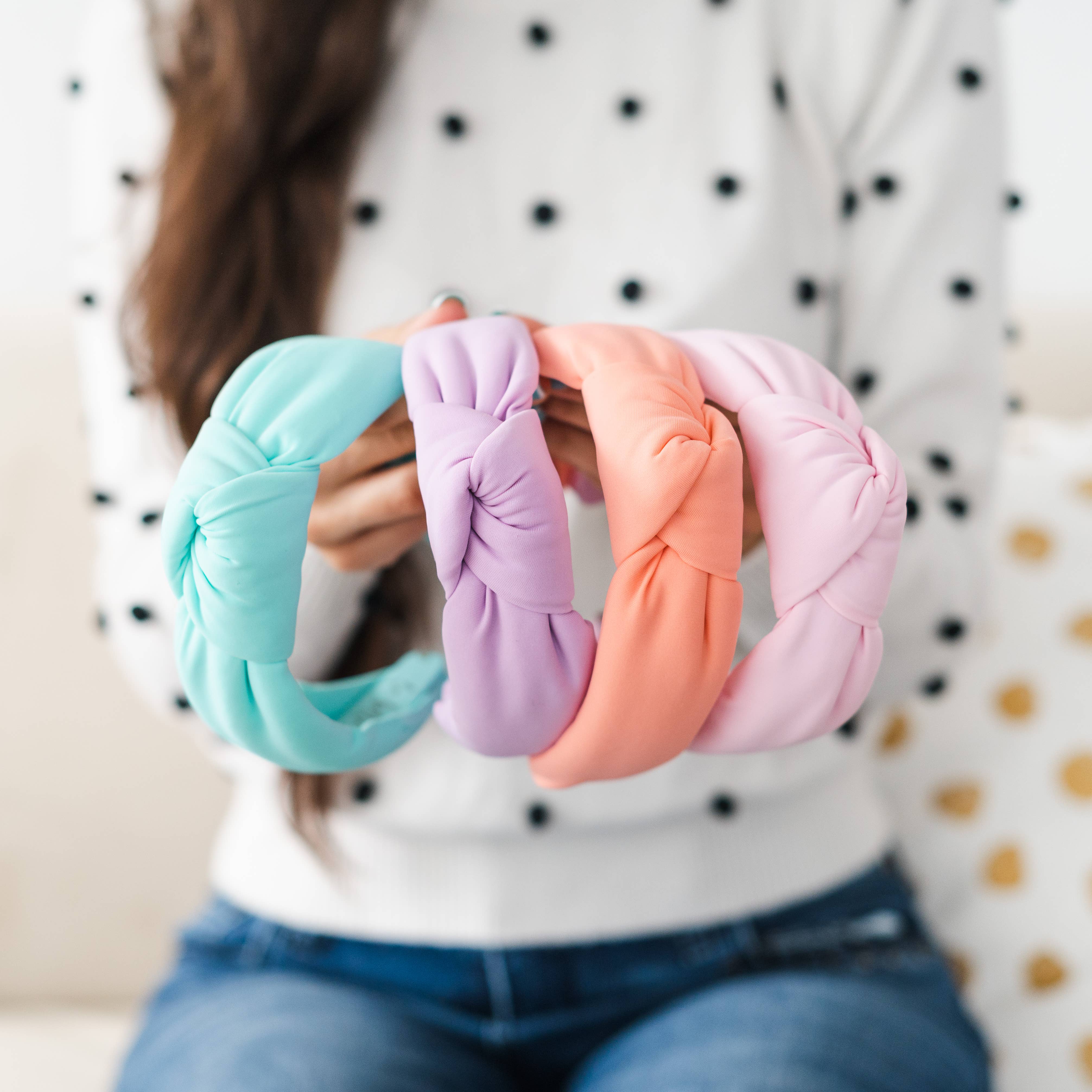 La Bella - Wholesale Fashion Headband - Women's - Peach Cobbler Neoprene Knotted Headband1