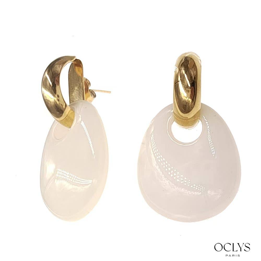 Oclys – wholesale Dangle earrings – Alize resin stainless steel oval earrings5