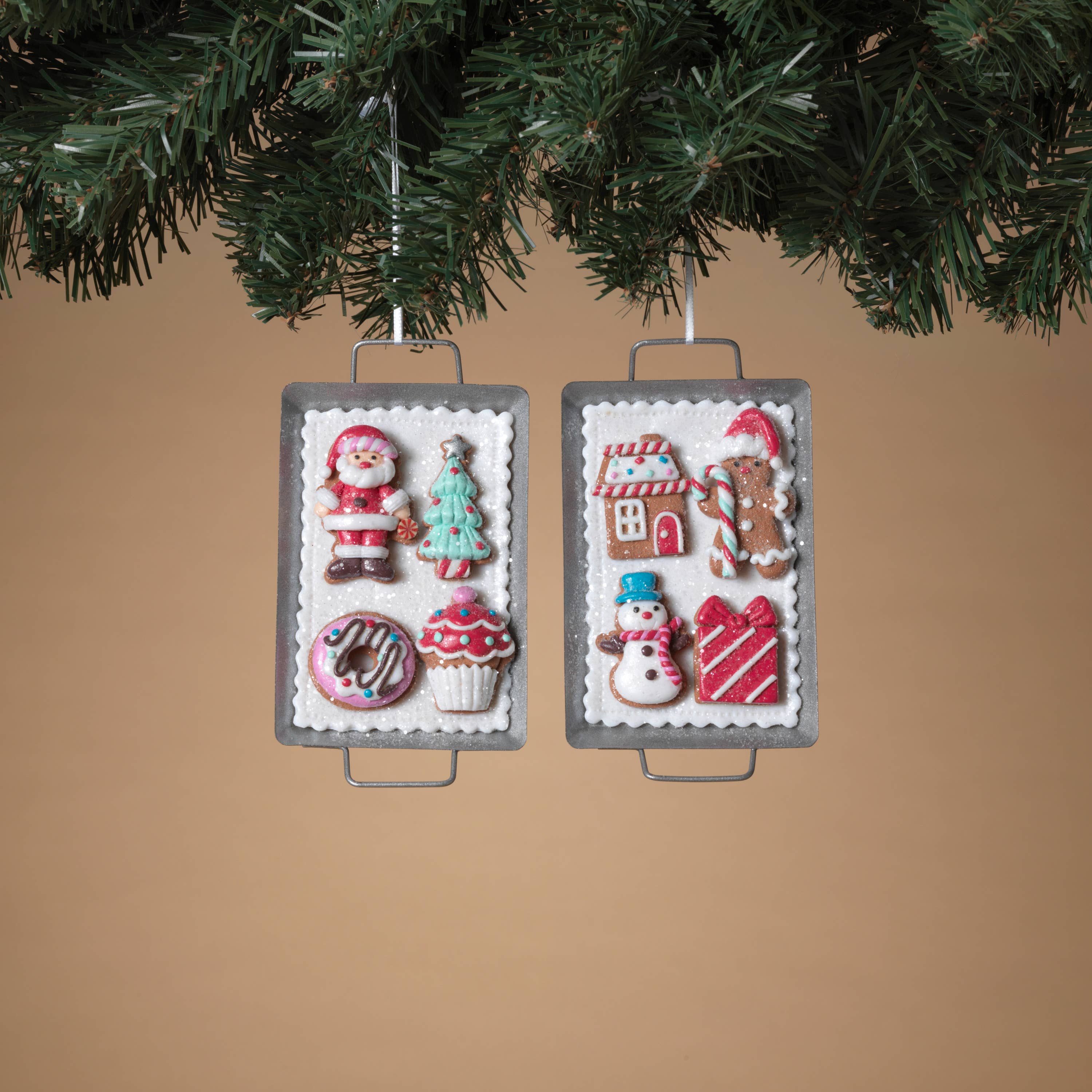 The Gerson Companies - Wholesale Christmas Decoration - Gerson Christmas 5"H Clay Dough Holiday Cookies on Metal Pan0