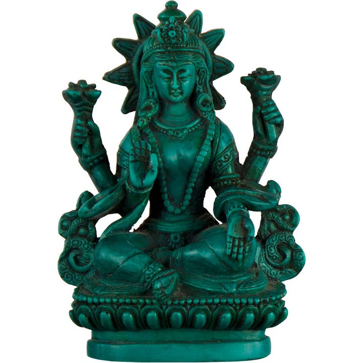 Kheops International - Wholesale Decorative Figurine - Resin Statues Antique 5" Laksmi Turquoise (Each)