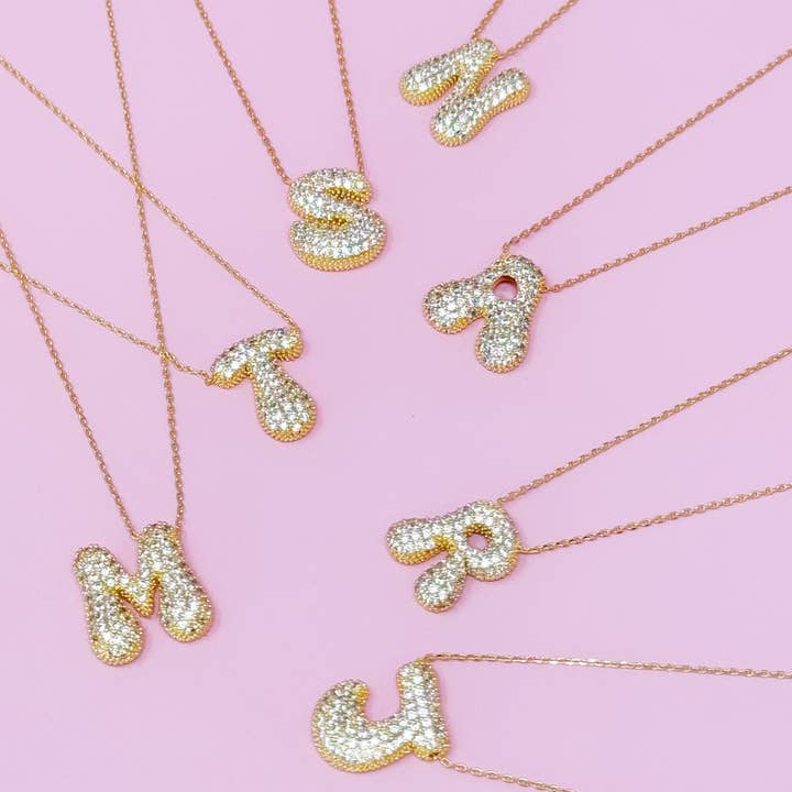 Ellison+Young - Wholesale Pendant/Charm Necklace - Crystal Bubble Initial Necklace